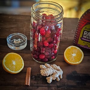 fermenting cranberries in honey